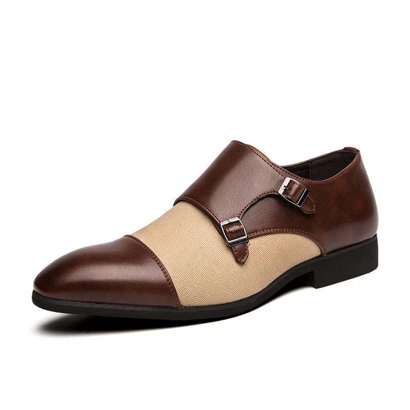 Point Toe Plus Size Casual Oxford Slip on Wedding Formal Men Monk Strap Dress Shoes
