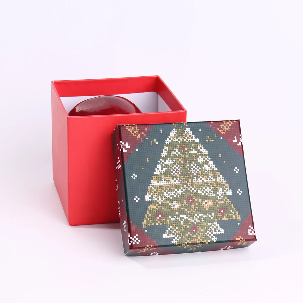 Custom Rigid Gray Paper Box with Christmas Stocking Design Offset Printing Matt Lamination Lid for Holiday Gift Packaging