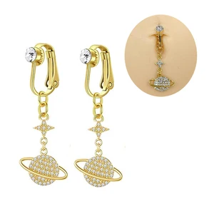Fake Navel Piercing Jewelry  Planet Moon Belly Piercing Clip on Belly Ring Non Piercing Body Jewelry for Women