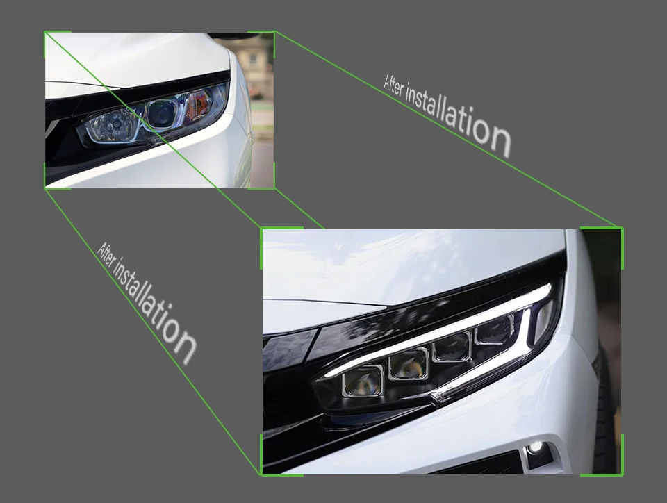 thumbnail image 2 of Munirater Headlight Assembly Set For Honda Civic 2016-2020 - Halogen, Driver & Passenger Side 2 of 2