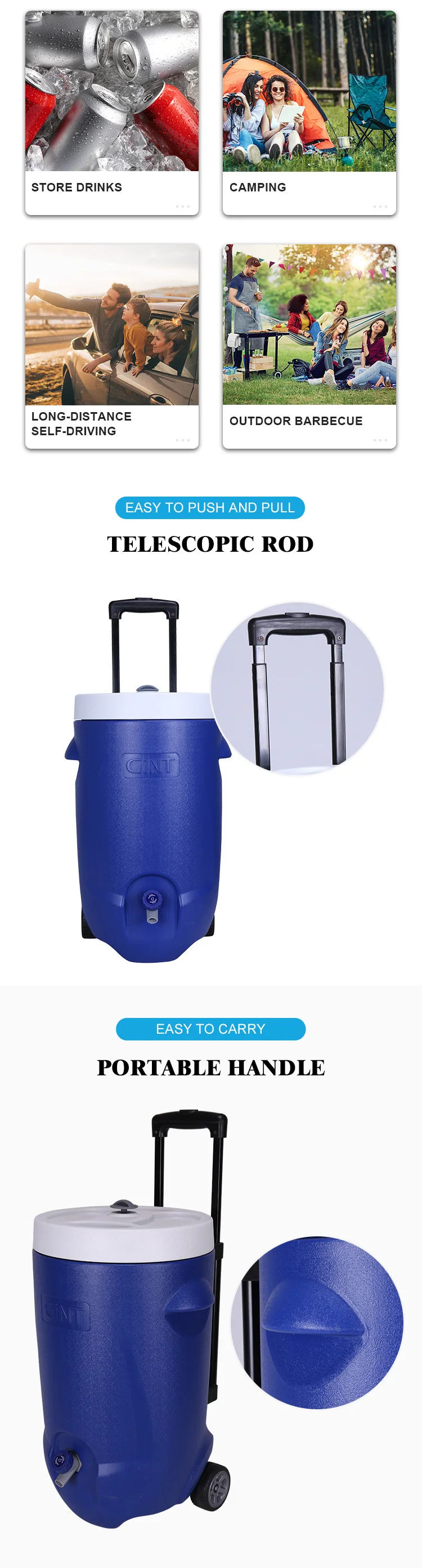 Ice Chest Plastic Trolley Factory Wholesale Beer Cans Outdoor Cooler Jug With Handle To Keep