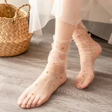 Summer Ultra-Thin Mesh Socks Colorful Fairy Transparent Star Moon Crew Slouch Socks for Women