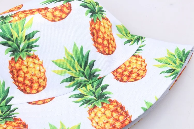 Wholesale High Quality Pineapple Print Folding Outdoor Sun Hat Designer Hat Fashion Pineapple ...