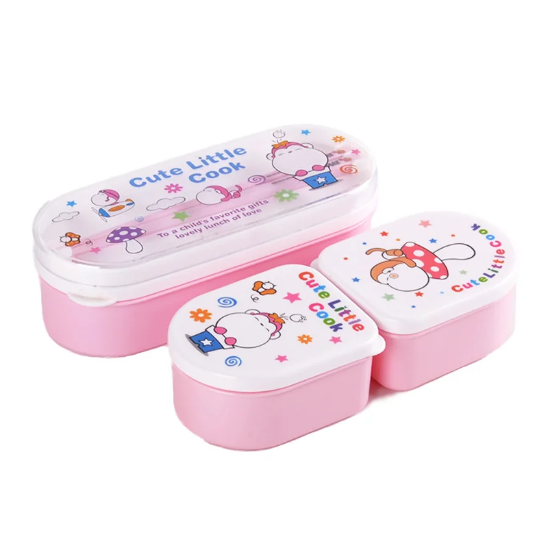 
 Travel Accessory with 2 Snacks Plastic Box Kids Bag Children Cartoon Printing Lunch Box Food Container Food Storage Box  