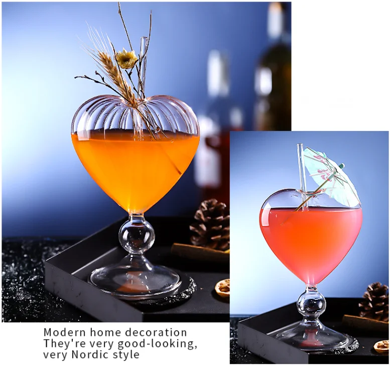 Glass Handmade with Custom Logo Drinking Glasses Heart Shaped Glass 20213  Ins Hot Ins Style Creative Glajacketd Country Cocktail