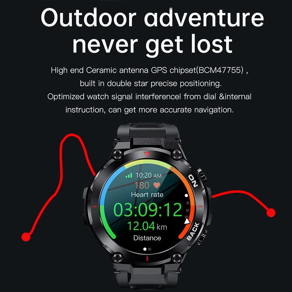 K37 Built-In GPS Smart Watch 2024 for Men Outdoor Sport Ip68 Ip69 Waterproof 2024 Hombre Reloj Smartwatch With GPS