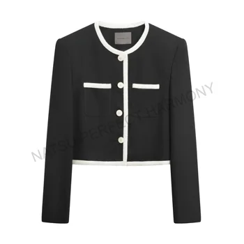 Color contrast piping small fragrance jacket