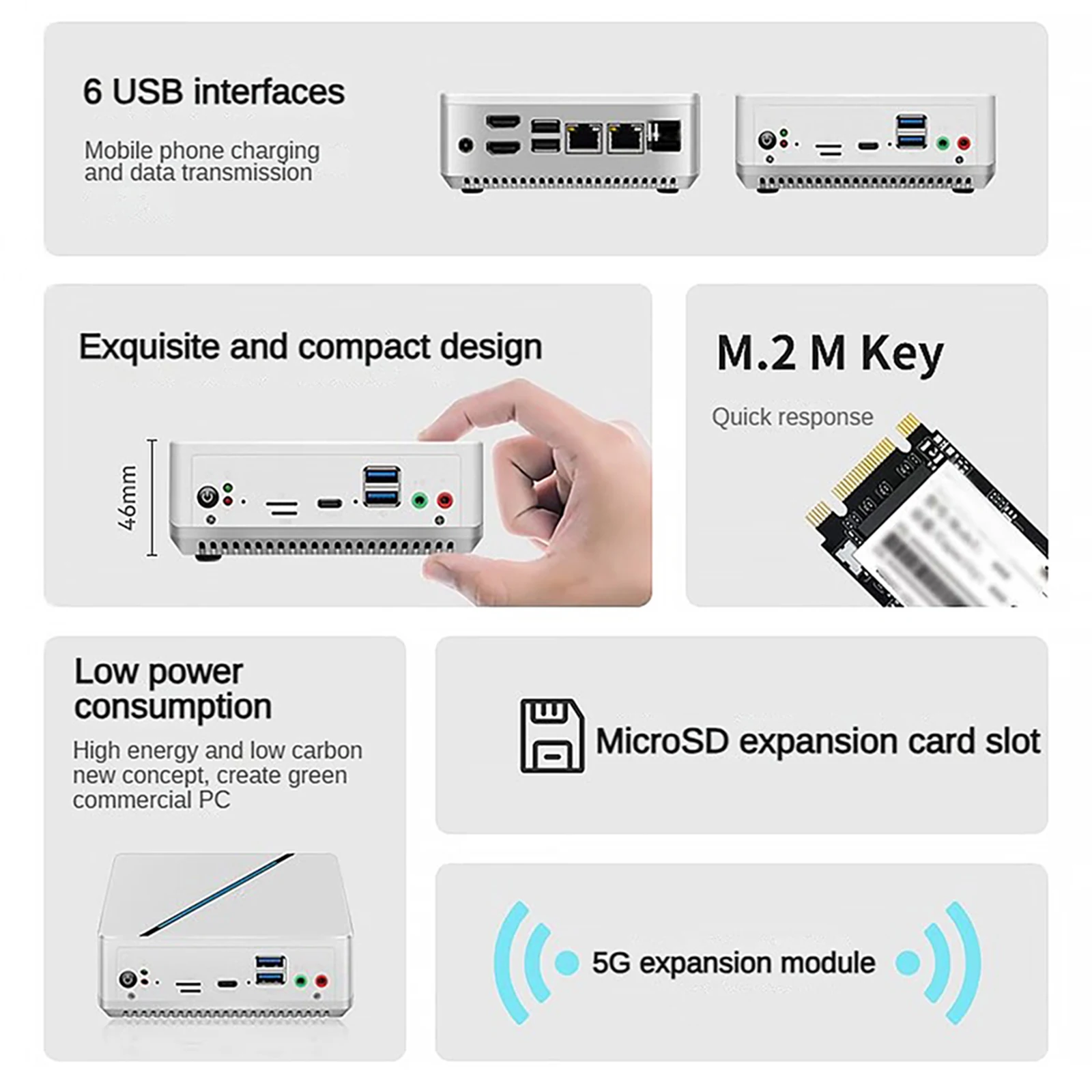12th Intel N100 Mini PC - 16GB DDR5, 512G Nvme SSD Gaming