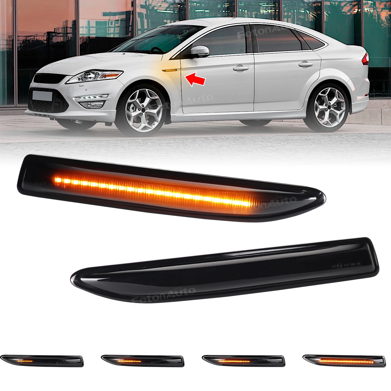 RZG Black LED Side Repeater Lights For Ford Mondeo IV (2007-2010) Pre-Facelift