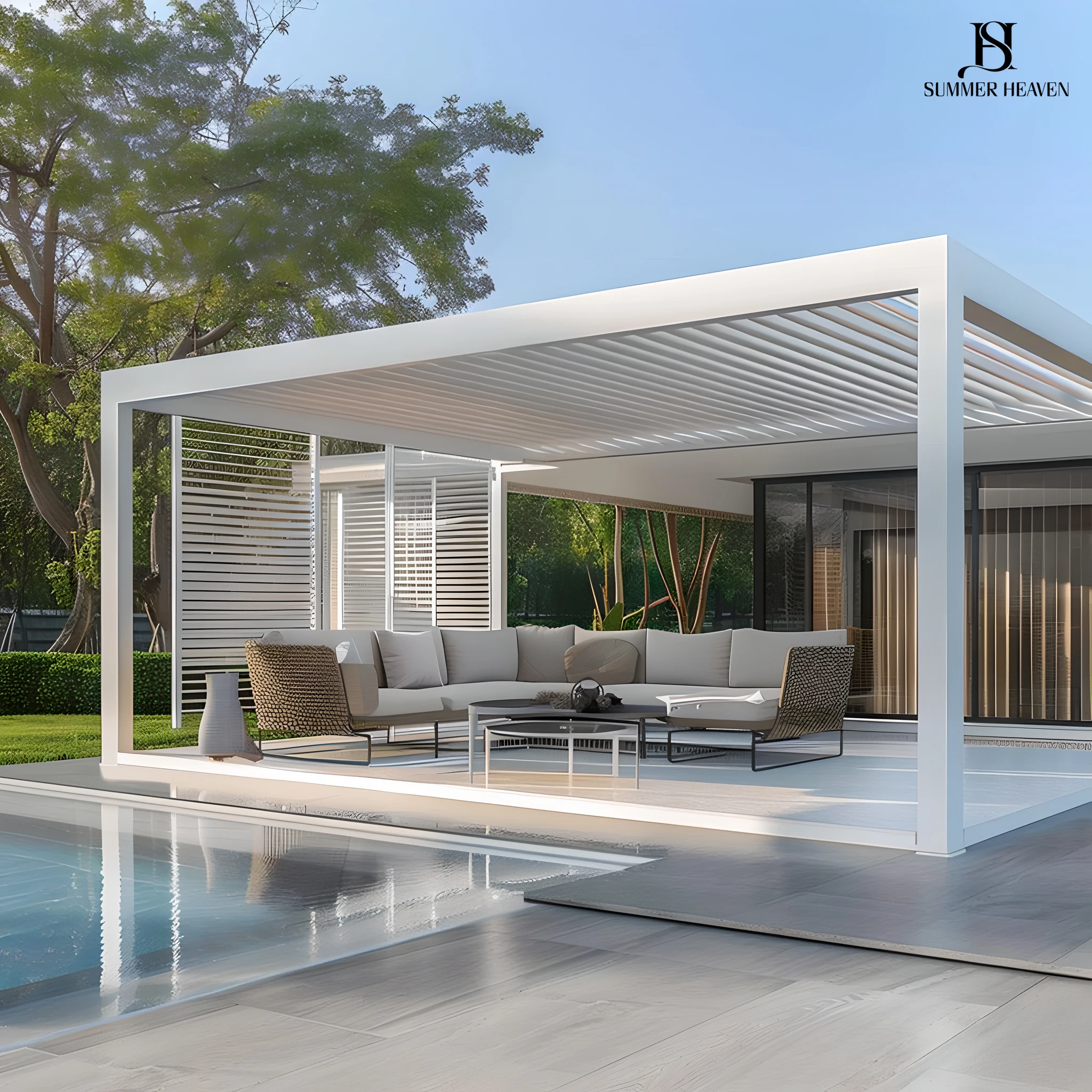 High Quality Patio 3m X 3m Small Size Hardtop Shutter Prefab Opening Roof Aluminum Gazebo with Screens