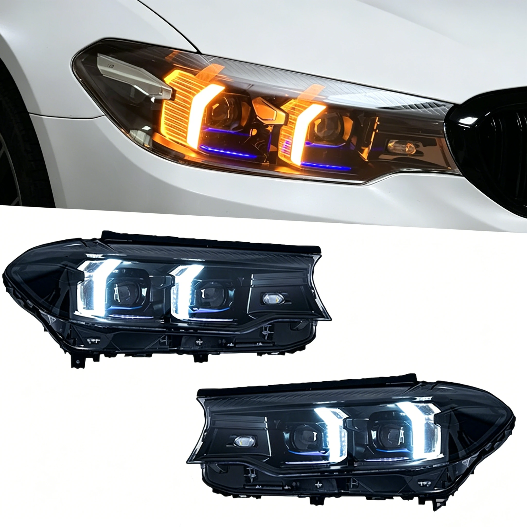 Upgrade 2018-2020 G30 G31 Pre-LCI Headlights G60 Look Assembly Cool White for BMW LED Headlamp 525i 530i 540i Plug and Play