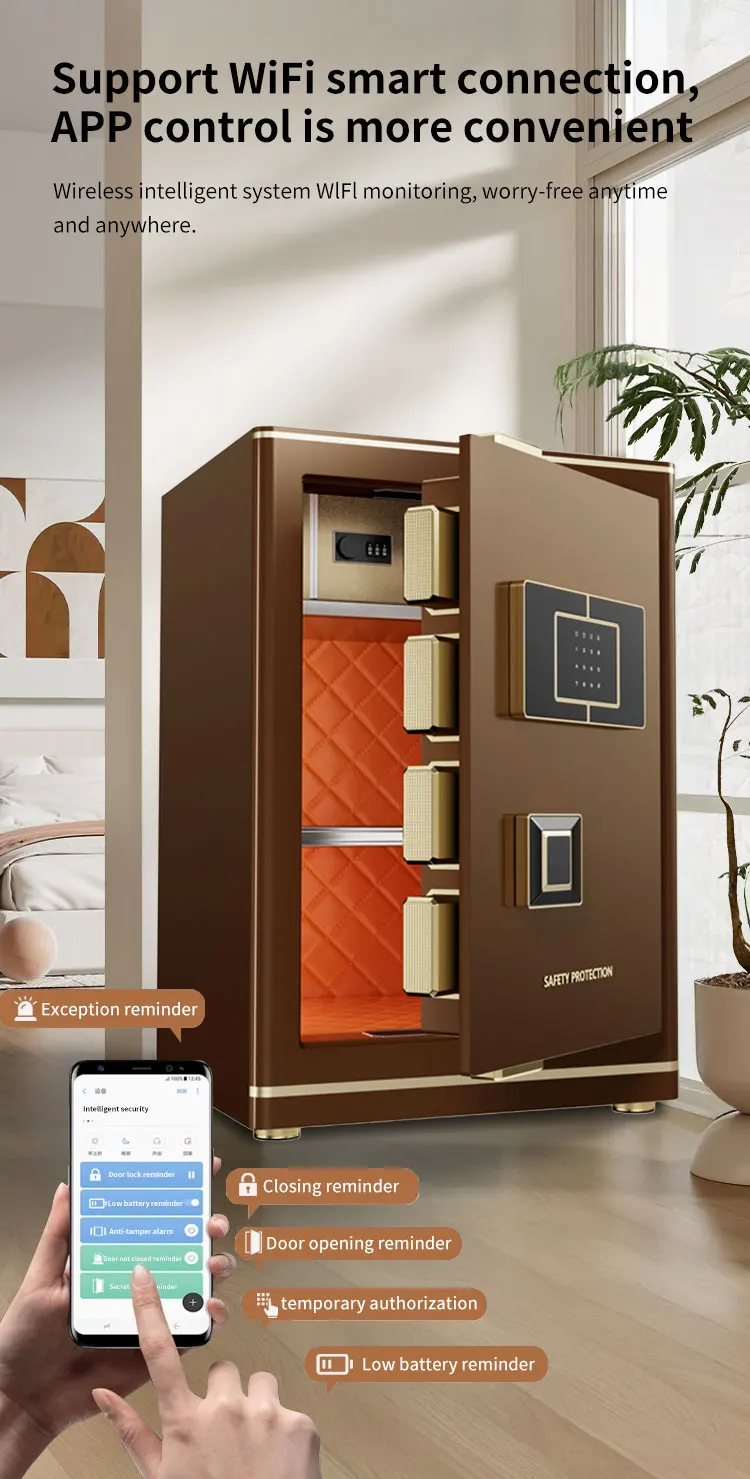 CEQSAFE Biometric Security Fingerprint Safe Hidden Home Digital Money Anti-Theft Safe Box with Wifi supplier