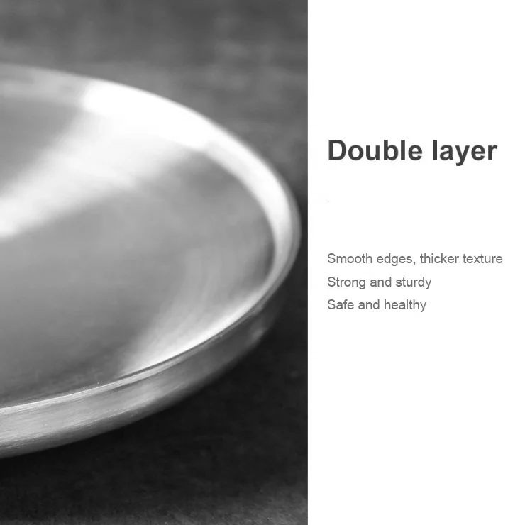 18/8 Stainless Steel Round Plates Set Heavy Duty 9/10/11/12 Inch Dinner