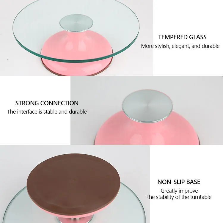 Cake Decorating Baking Tools Displaying Stand Rotated 12 Inch Plastic Aluminum Glass Cake Stand Cake Turntable