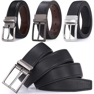 Men's Rotatable Button Leather Belt Genuine Leather Wholesale Student Button Belt
