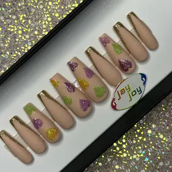 JAYJOY INS New Fashion Hand-Made High Quality Press On Nails Private Label Customized Acrylic Artificial Gel Art Nails