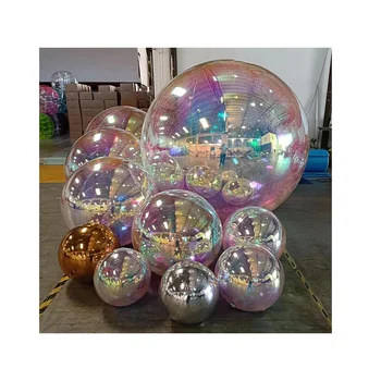 Decorative Inflatable Chrome Plated Ball Mirror Metallic Balloons Big Shiny Balls Inflatable For Advertising