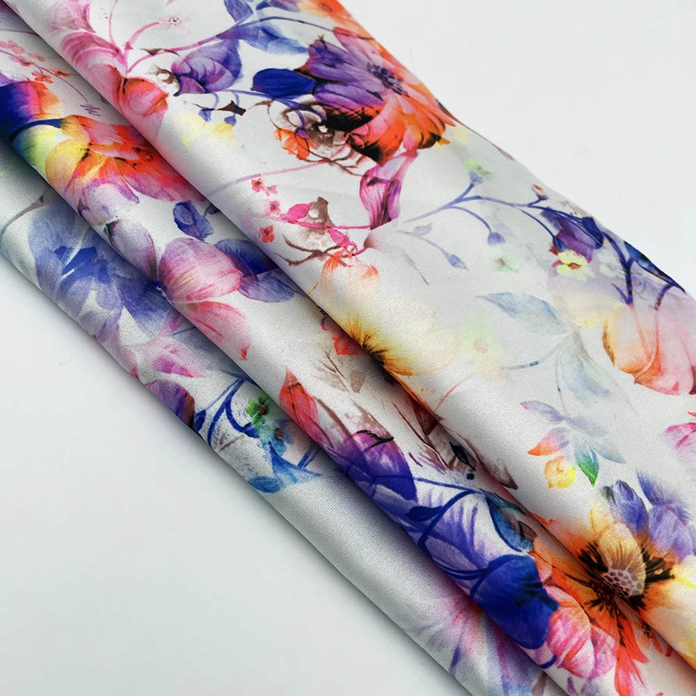 Высококачественная имитация шелка неоновая цифровая печать ткань 100% полиэстер Акварельная цветочная для одежды постельного белья платья свадьбы