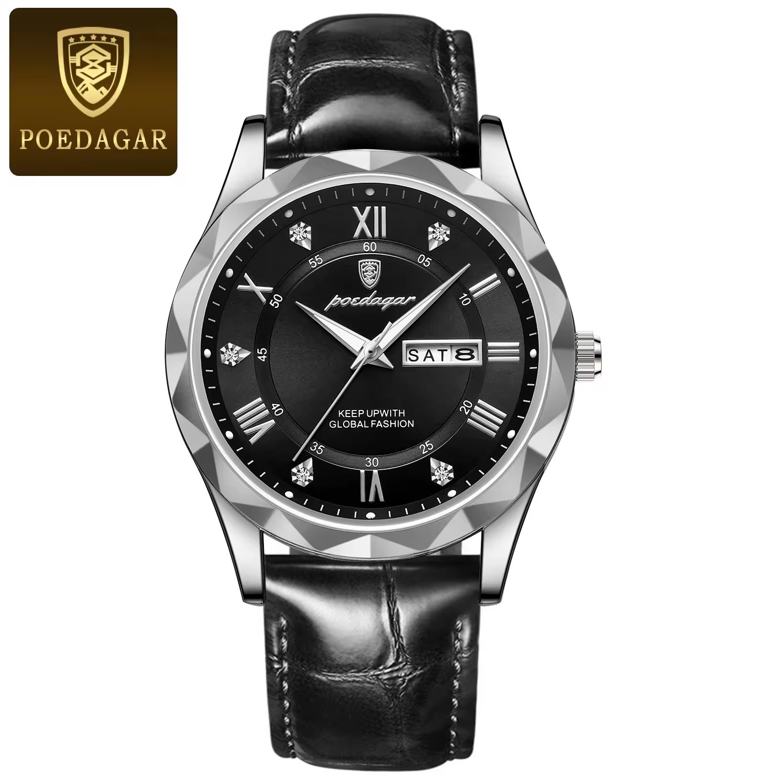 New Poedagar 615 Men's Watches Fashion Trend Quartz Wristwatch Date Week Montre Homme Or aperçu 10