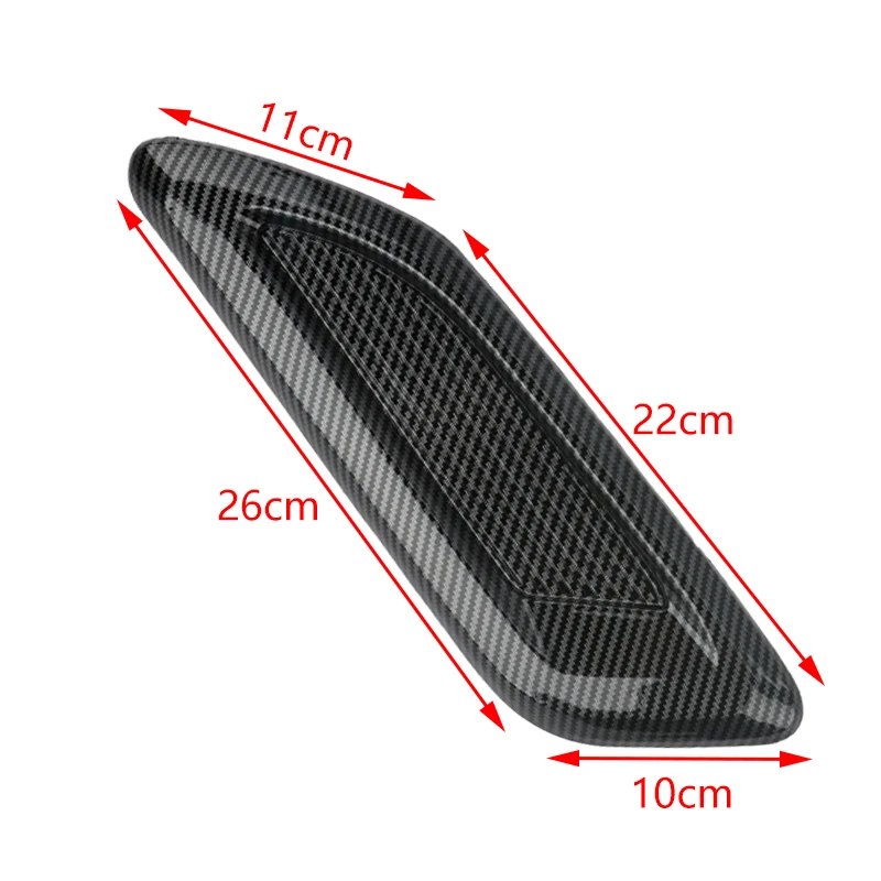 Car ABS Air Flow Intake Hood Scoop Vent Bonnet Cover Glossy Carbon Fiber Look eB