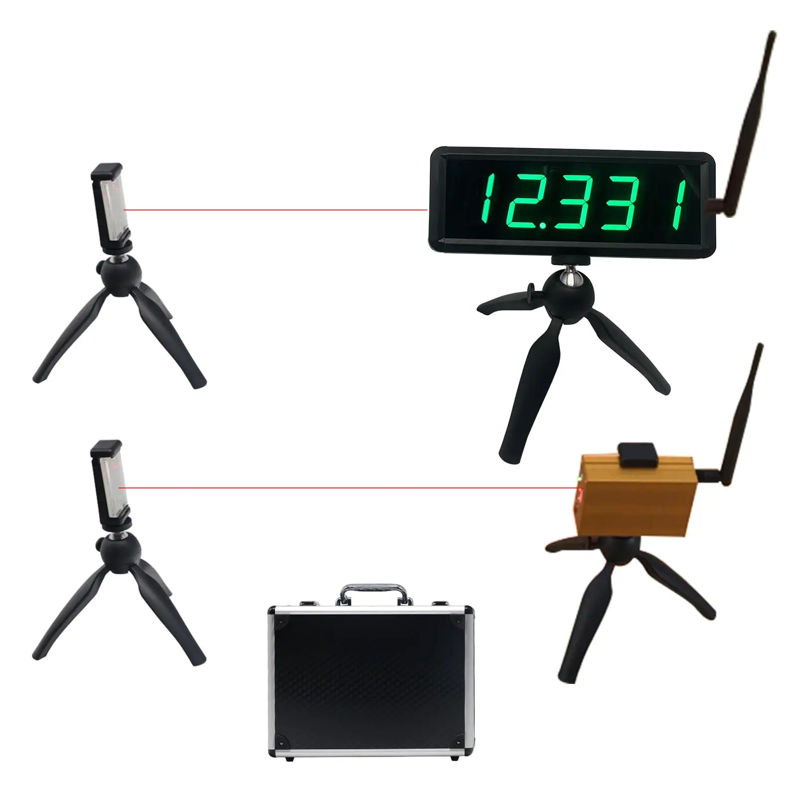 Wireless Laser Timer For Sprints – High Stand, 10-Hour Battery, Bright LED, Aluminum Case, For 40/60 Yard Dash