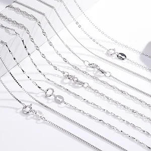 Box/Figaro/Snake/Roll/Solid/Rope Wholesale Jewelry 925 Silver Chains Necklace Italian 925 Sterling Silver Chain Bulk