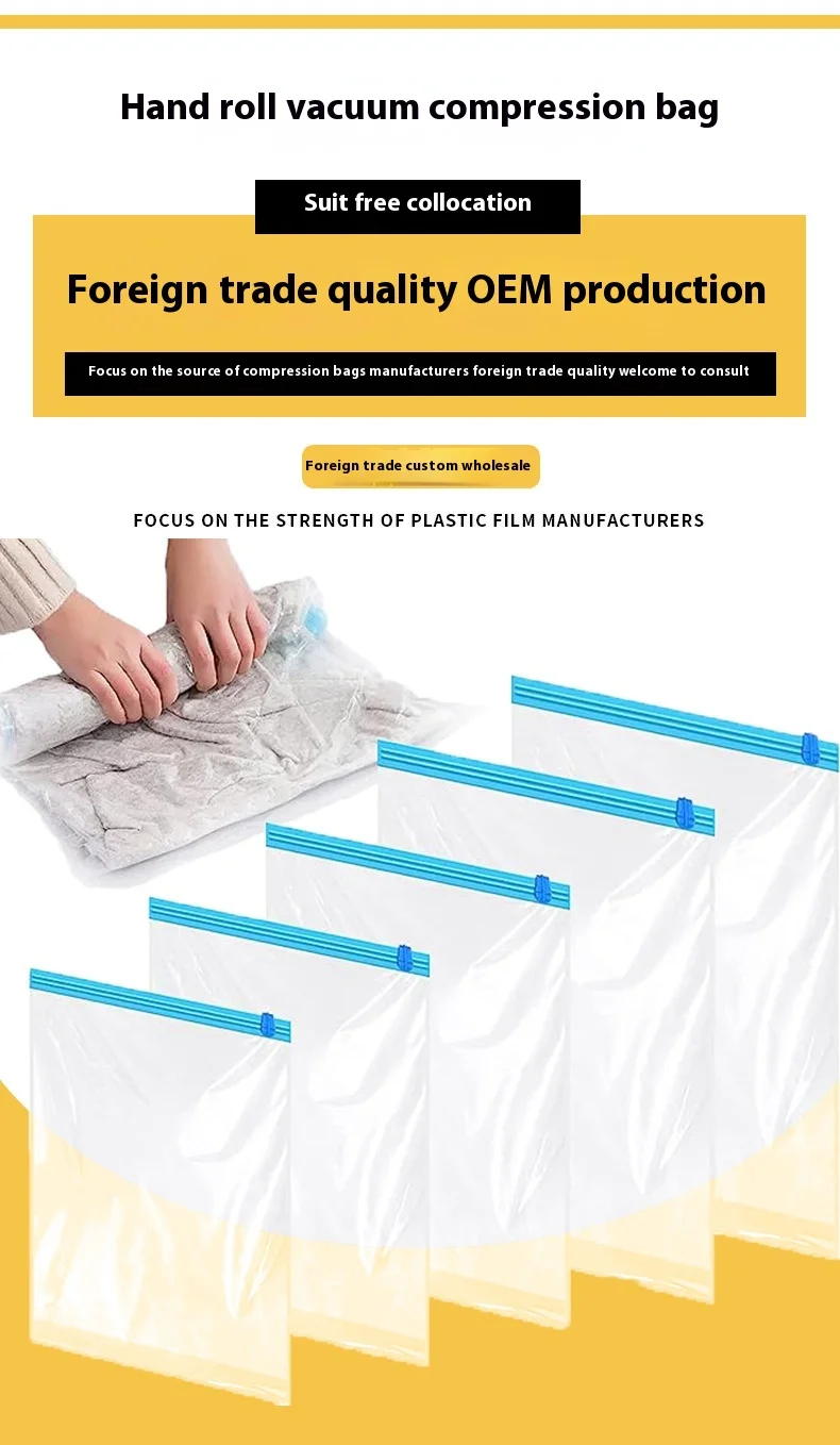 Durable Hand-Rolled Compression Plastic Bag for Seasonal Storage & Organizing Travel for Blank Clothing & Luggage