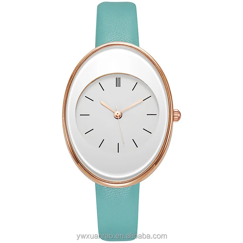 6125 New Novel Oval Ladies Quartz Watch Leather Band Women Watches With ...