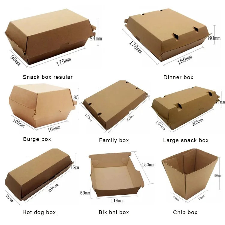 Paper burger box brown XL 110x110x77mm, 50pcs