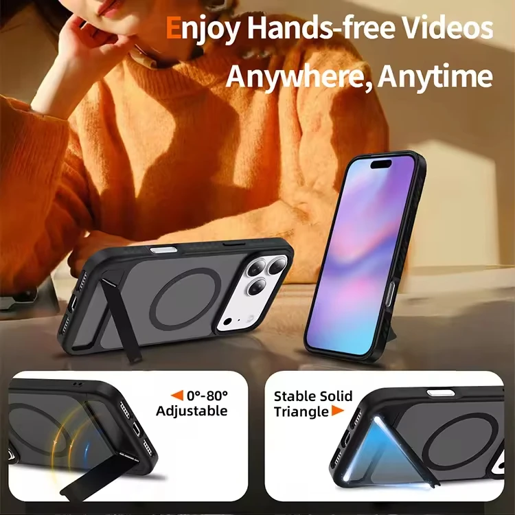 product matte magnetic kickstand phone case for iphone 17 14 pro max invisible bracket phone cover for iphone 17 air mobile phone cases-6