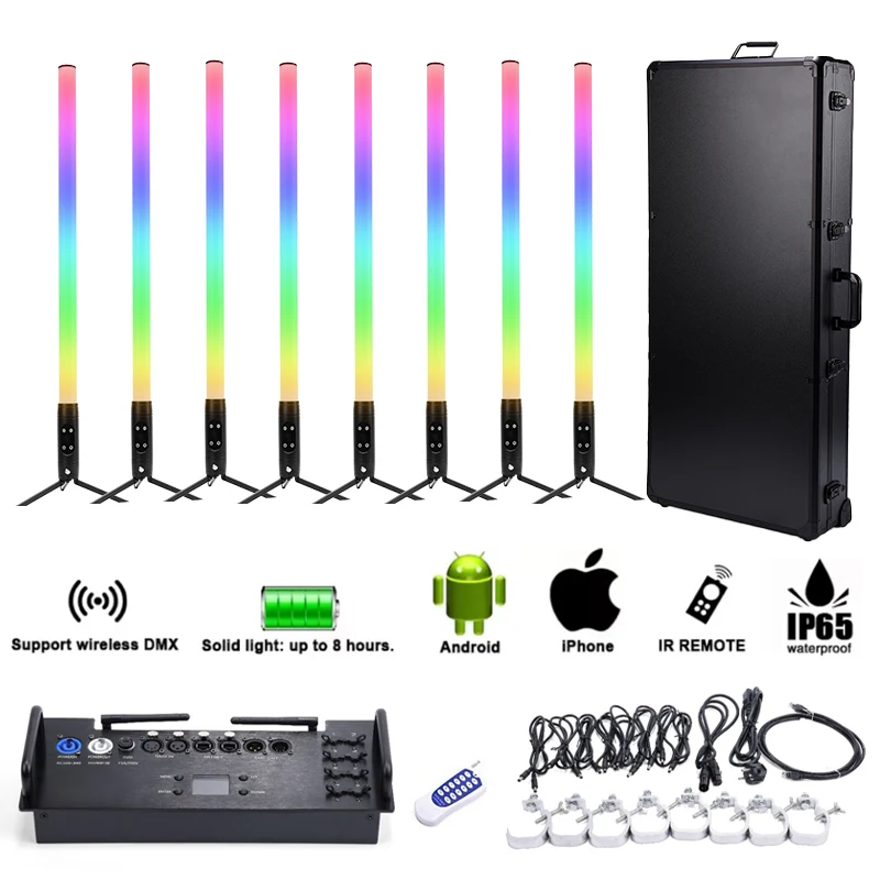 Igracelite 1Pcs IP65 1.2M LED Tube Dj Uplights Battery Wireless Dmx 360 Degree LED Pixel Tube Light