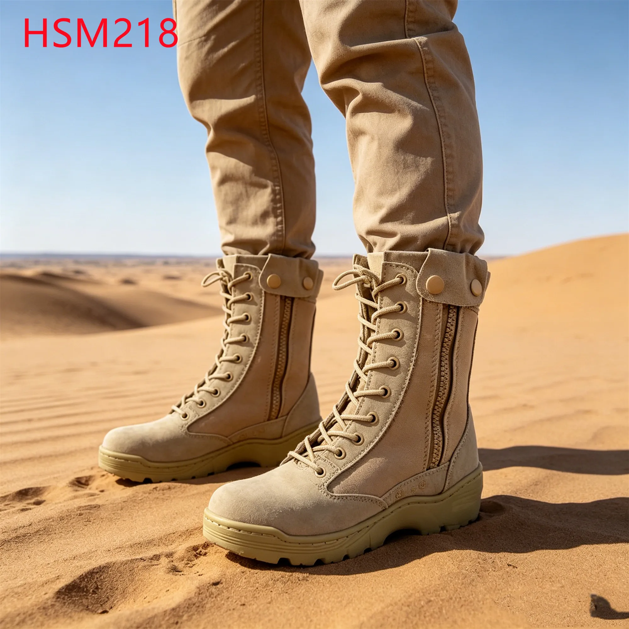 LXG, Sepatu Bot Marching dengan Sol Karet Jahitan Kuat Tahan Gurun, Sepatu Tempur Berkualitas Tinggi dengan Ritsleting HSM218
