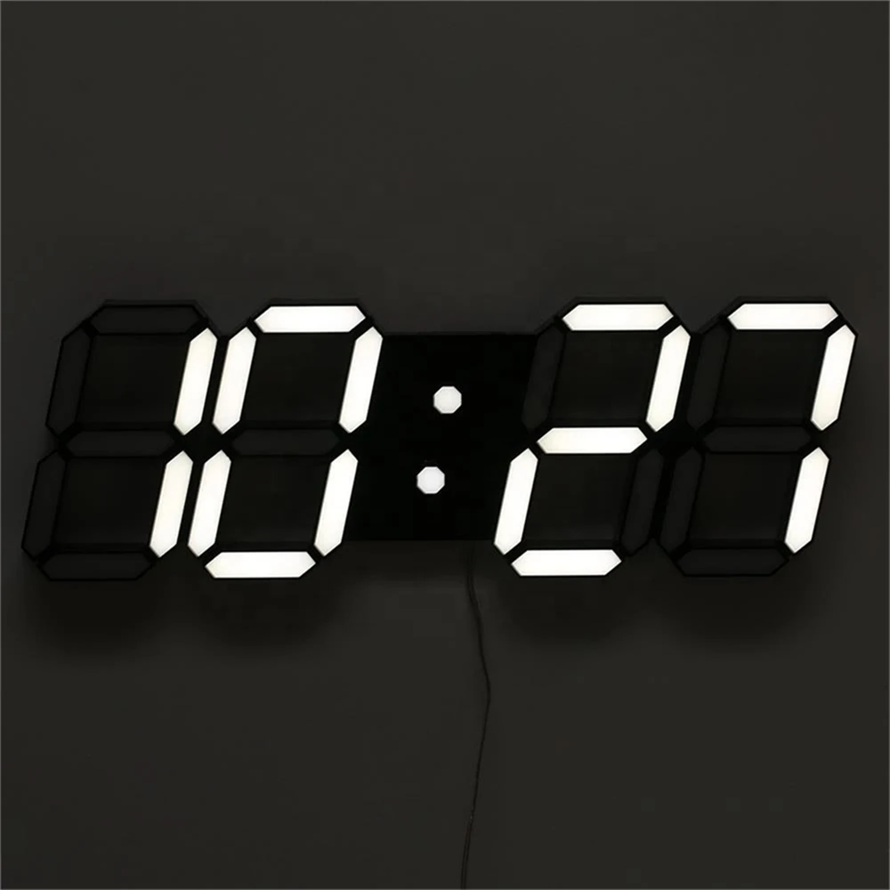 LED 3D Digital Wall Clock with Remote Control Large Modern Nightlight Alarm Wall Watch for Home Living Room Saat Reloj De Pared