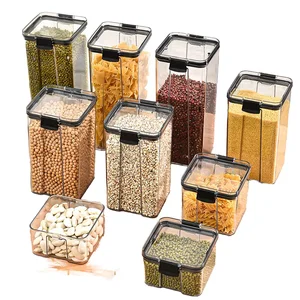 Modern Design PET Plastic Injection Technics Storage Jar Food Nut Coffee Bean Grain Jar Food Container for Kitchen
