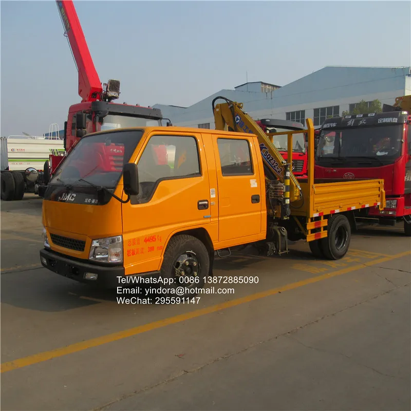 New JMC Double Cabin Boom Truck Folding Arm Lift Mini Small Lift Truck Crane 3 Ton 2ton