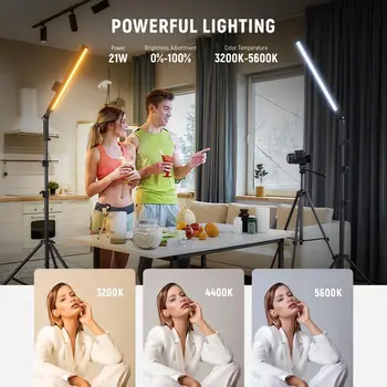 2 Pack Handheld Dimmable 3200K~5600K CRI97+ Video Lights with Stands NEEWER Upgraded LED Video Light Stick & 2.4G Remote Kit detail image