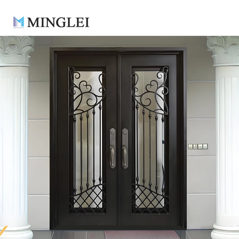 product modern black aluminum frame entrance door main exterior doors with graphic design solution-62