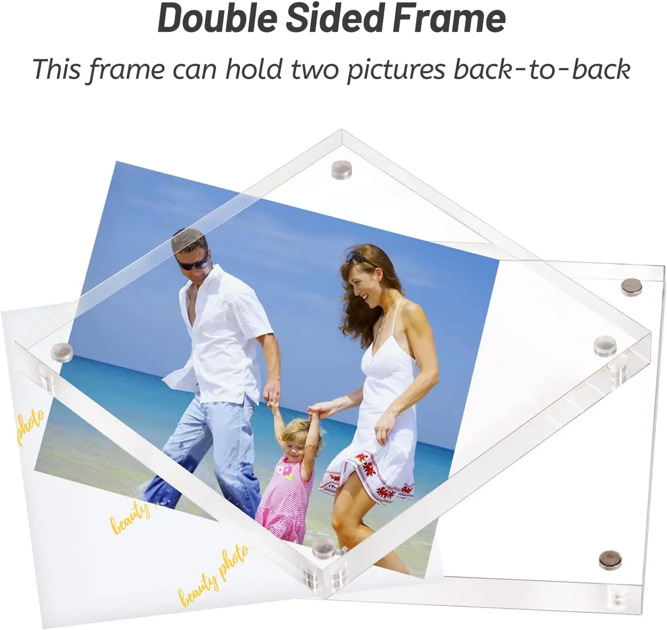 Upgraded Version 2 Side Acrylic Photo Frame Clear 11x17 8.5x11