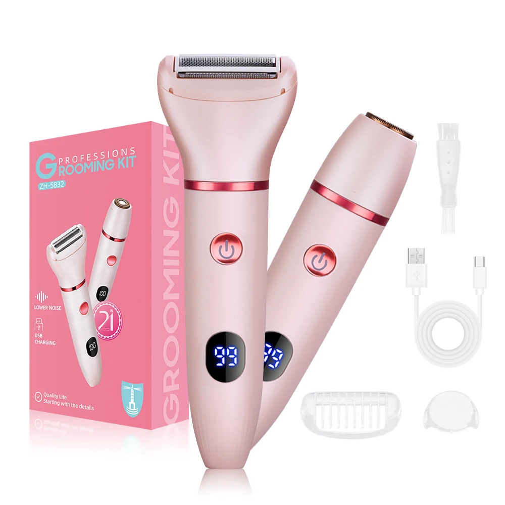 USB Charging Lady Shaver Grooming Kit Two-in-One Eyebrow Trimming Nose Hair Removal New Cross-Border Exclusive for Household Use
