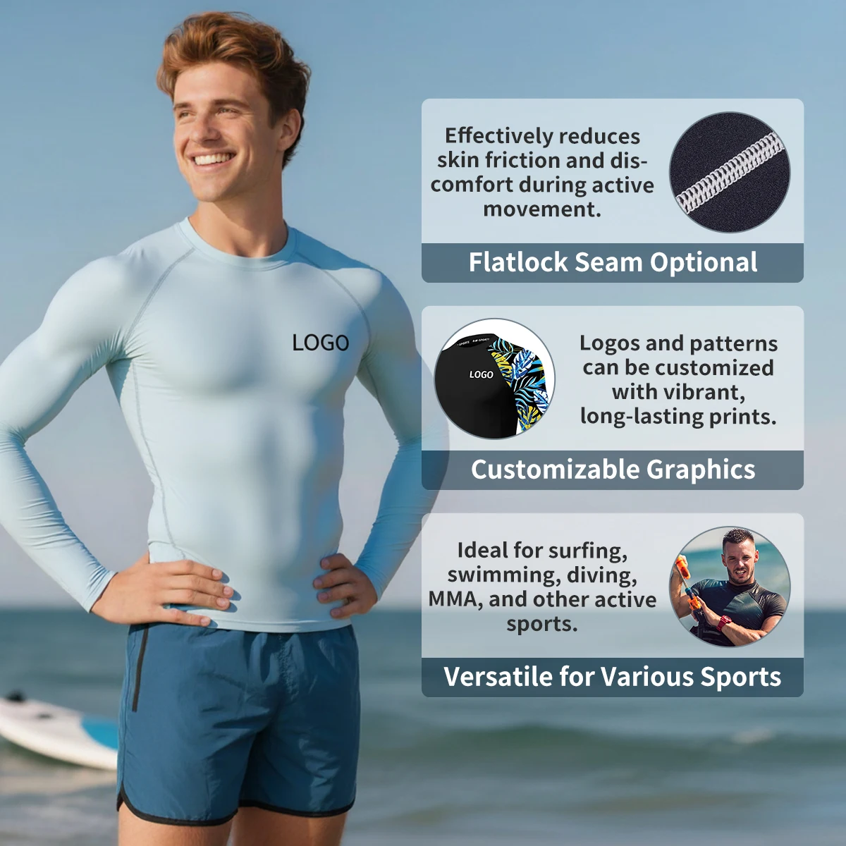 맞춤형 남성용 래시 가드 고품질 BJJ MMA 남성 래시가드 UPF 50+ 자외선 차단 기능의 빠른 건조 서핑 수영 래시 베스트