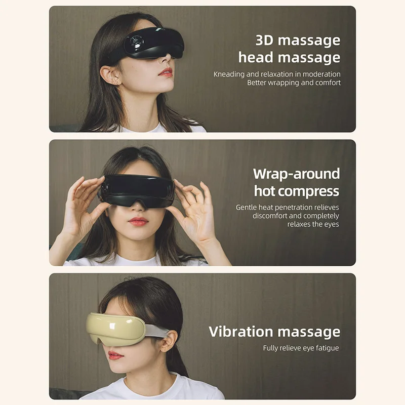 Massager oculaire portable à vibration | 4 modes, 3 vitesses, boîtier en ABS peint pour soulager la fatigue oculaire