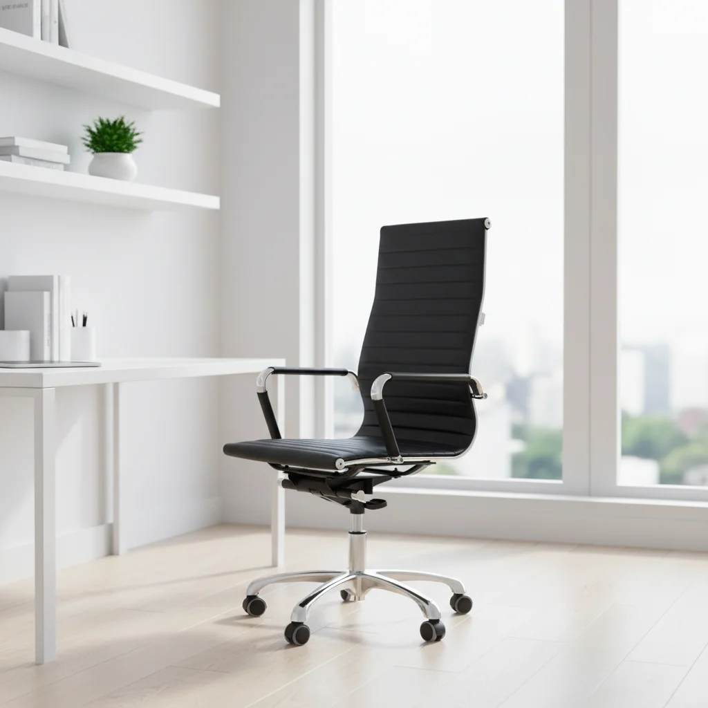 Heavy Duty Commercial Leather Ergonomic Adjustable Height Tilt Chair for Home Office 5