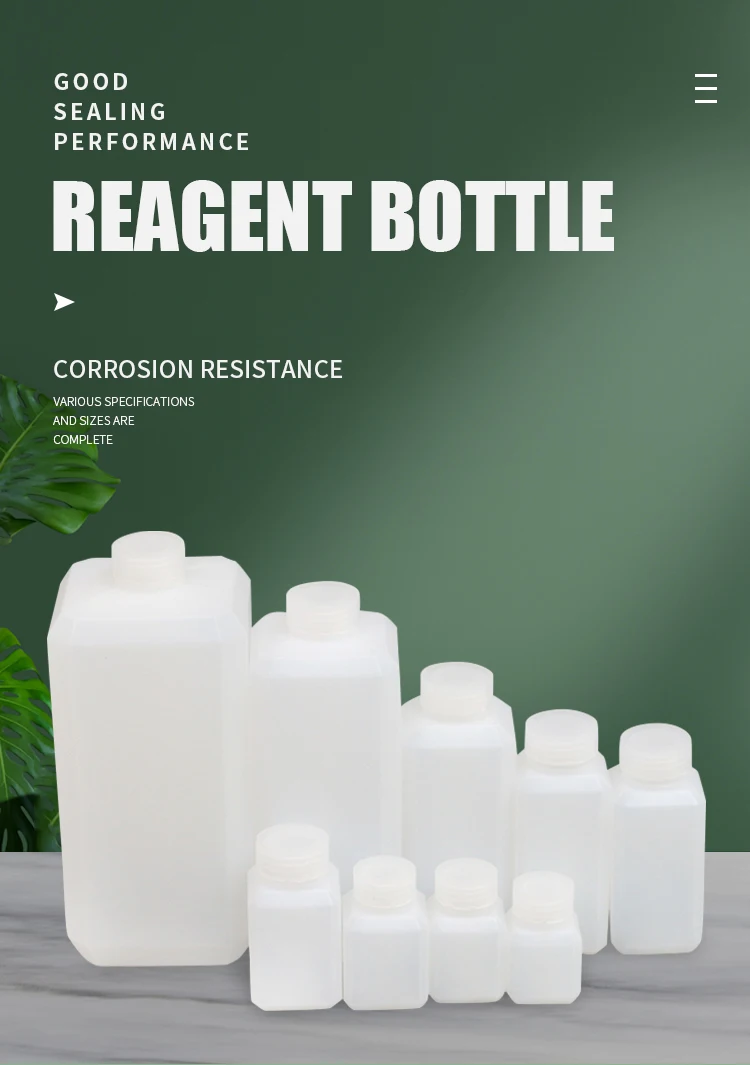 Transparent Hdpe Square Chemical Plastic Biochemistry Medical Reagent