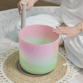 EAST   Peach Color Crystal Singing Bowl, Colorful Transparent Singing Bowl