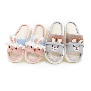 Couple's Microfiber Rabbit Animal for Slippers Open Toe with Anti-Slip Comfortable Features Soft Cotton Lining for Spring  Use