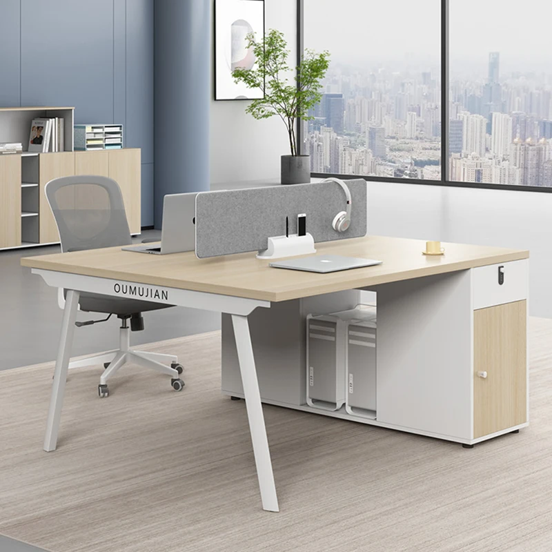 Modular Officeworks Table 1.4 Meter Steel Frame Wood Tabletop Modern ...