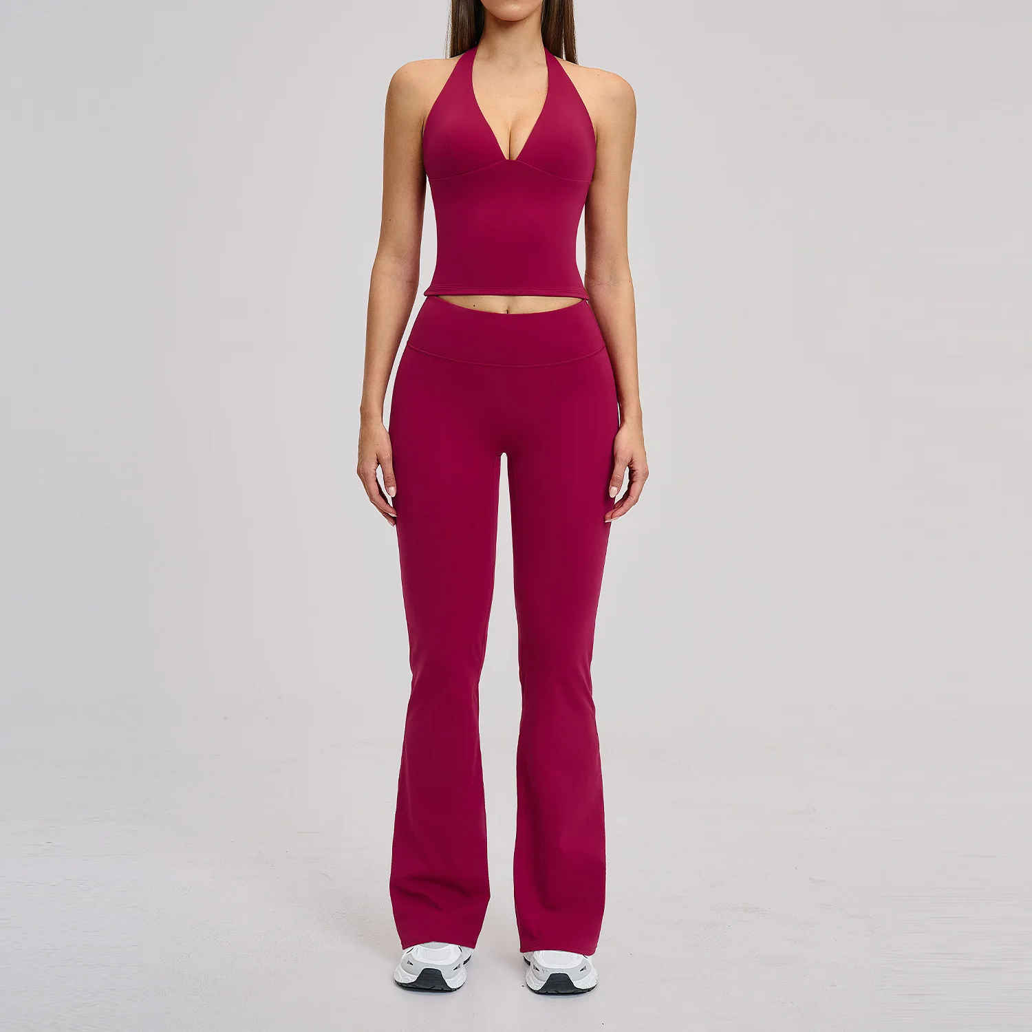 MCDUII Solid Breathable Brushed Micro-Flare Yoga Set European American Sports Running Fi preview