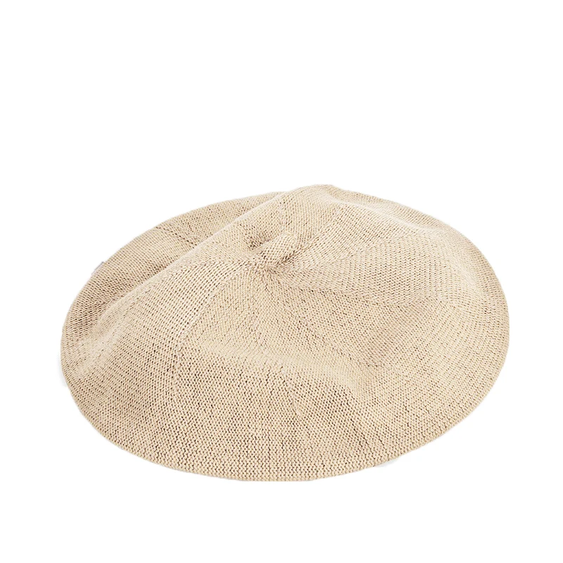 Mehrfarbige Künstler-Baskenmütze für Damen, warm gestrickt, einfarbig, im Vintage-Stil, für Herbst und Winter_voghion.com