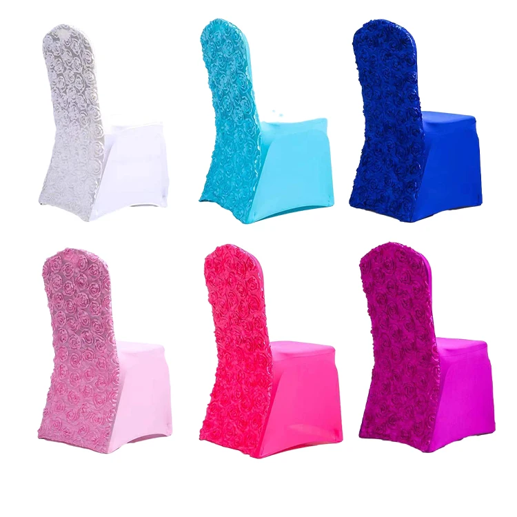 2023 Wholesale Rosette Chair Cover White Banquet Spandex Gold Color