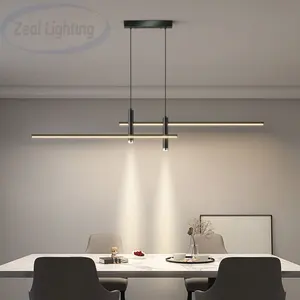 Zeal Lighting bar Dining Room Kitchen Pendant Light Fashion Black Bedroom Led Long Linear Chandeliers Lamp